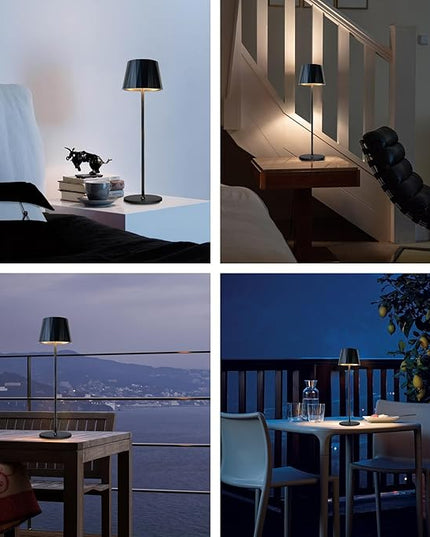 Modern LED Rechargeable Table Lamp,5200mAh Desk Lamp with Stepless Dimming, Touch Switch Cordless Waterproof Night Light for Bedroom Camping Restaurant Bar (Black, 3000K, Warm White) - LeafyLoom