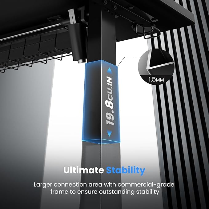 Electric Standing Desk Adjustable - 55 x 24 Inch Sit Stand up Desk with Cable Management - 3 Memory Preset Adjustable Height Desk Computer Home Office Desk - LeafyLoom