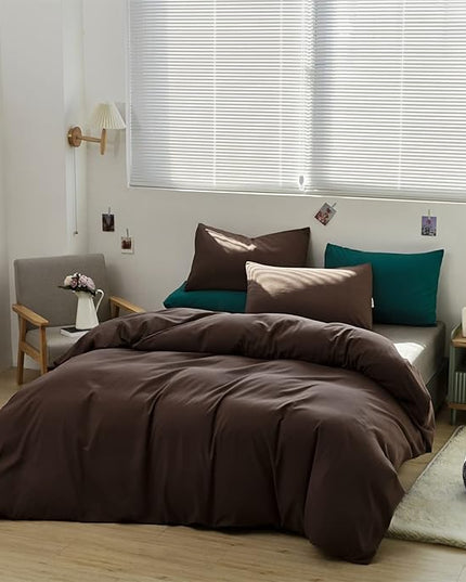 Chestnut Brown Comforter Set Full Coffee Color Bedding Set 3 Pieces Solid Brown Color All Season Blanket Set Women Coffee Color Lightweight Comforter Set Full - LeafyLoom