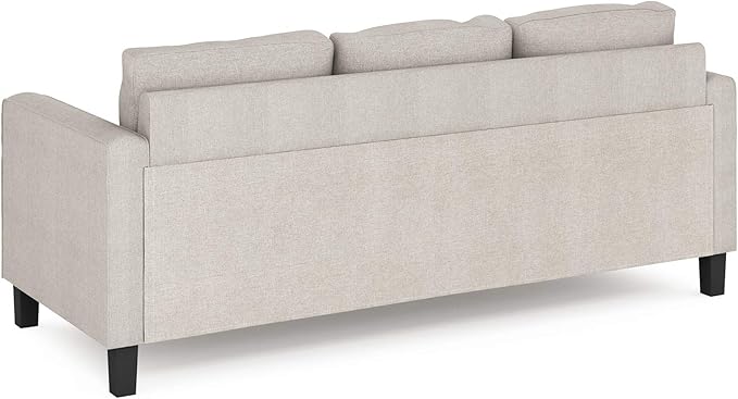 Furinno Bayonne Modern Upholstered 3-Seater Sofa Couch for Living Room, Fog - LeafyLoom