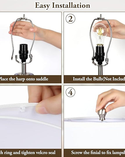 TOBUSA Blue Glass Table Lamps for Bedroom Set of 2, Modern Bedside Glass Lamps with White Linen Lampshades, Nightstand Blue Table Lamps for Living Room End Table Desk, Easy Rotary Switch, No E26 Bulbs - LeafyLoom