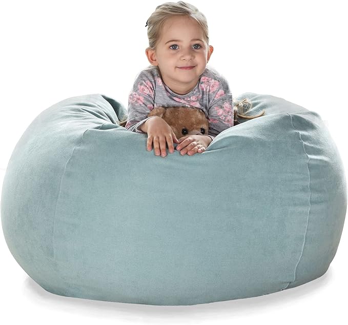 YuppieLife Stuffed Animals Bean Bag Chair Cover Candy-Colored Bean Bag（Just Cover, No filling）/Extra Large Stuff 'n Sit Organization/Toy Storage Bag/Kids Toys Organizer（38'',Mint Green） - LeafyLoom