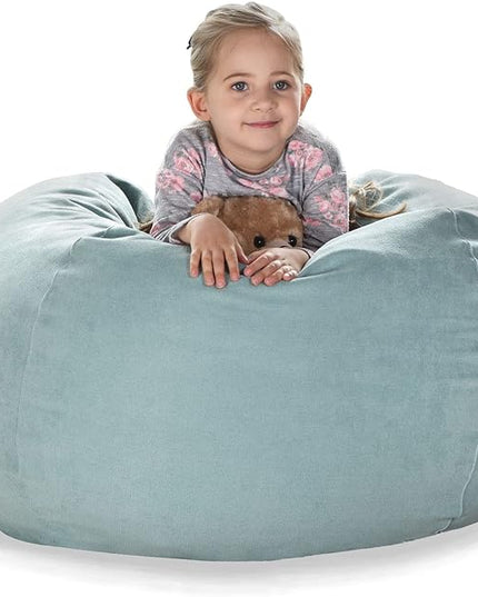 YuppieLife Stuffed Animals Bean Bag Chair Cover Candy-Colored Bean Bag（Just Cover, No Filling）/Extra Large Stuff 'n Sit Organization/Toy Storage Bag/Kids Toys Organizer（27'',Mint Green） - LeafyLoom