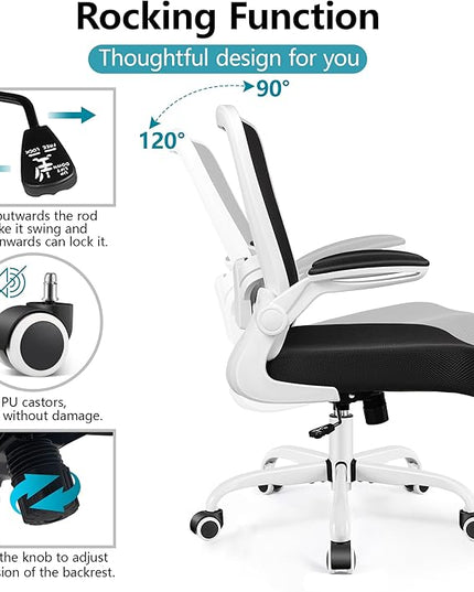 FelixKing Ergonomic Office Chair, Adjustable Lumbar Support, Breathable Mesh Fabric, Durable and Reliable, White - LeafyLoom