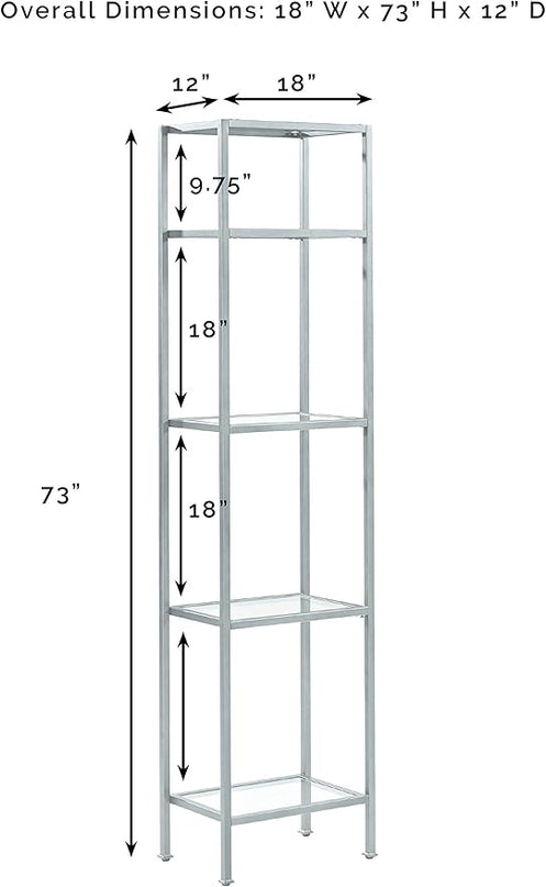 Crosley Furniture Aimee Narrow Etagere Bookcase - Gold and Glass - LeafyLoom