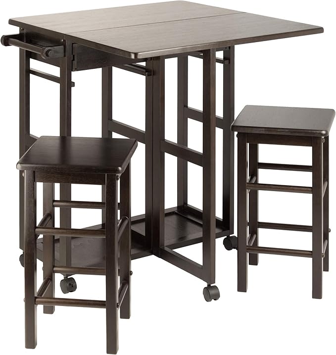 Winsome Suzanne 3-PC Set Space Saver Kitchen, Coffee Finish, 29.61x29.13x32.76 - LeafyLoom