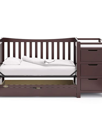 Graco Remi 4-In-1 Convertible Crib & Changer With Drawer (Espresso) – GREENGUARD Gold Certified, Crib And Changing-Table Combo, Includes Changing Pad, Converts To Toddler Bed, Full-Size Bed - LeafyLoom