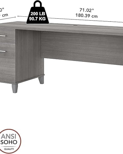 Bush Furniture Somerset 72W Office Desk with Drawers in Platinum Gray - LeafyLoom