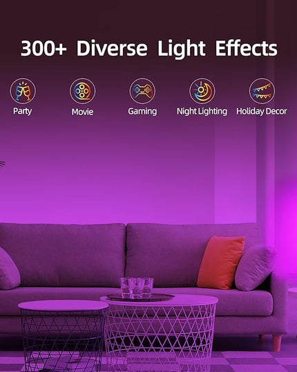 Corner Floor Lamp Smart RGB Color Changing Corner Lamp, Modern LED Bedside Lamps with Wi-Fi App Control, 64+ Scene, DIY Modes, Music Sync, Standing Lamp Suitable for Bedroom, Living Room - LeafyLoom