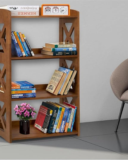 Open Bookshelf, 4 Tier Bookcase, Small Bookshelf, wooden Book Shelf Kitchen shelf, Freestanding Display Storage Shelves, bookshelf for bedroom, Living Room and Office - LeafyLoom
