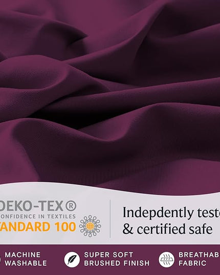 LuxClub 6 PC Queen Sheet Set, Breathable Luxury Bed Sheets, Deep Pockets 18" Eco Friendly Wrinkle Free Cooling Sheets Machine Washable Hotel Bedding Silky Soft - Eggplant Queen - LeafyLoom