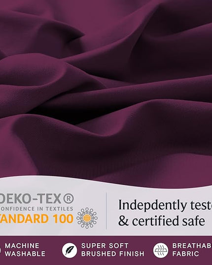 LuxClub Twin XL Sheets - Soft Twin Bed Sheets for-Boys-and-Girls-4 PC Deep Pockets 18" Eco Friendly Wrinkle Free-Kids-Fitted Sheets Machine Washable Hotel Bedding Silky Soft - Eggplant Twin XL - LeafyLoom