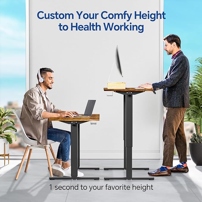Motorized Standing Desks, Electric Stand Up Desk with Ultra Stable Construction and Cable Management,adjustable Height Desk with Memory Preset Design for Home Office Use 48x24 in Natural - LeafyLoom