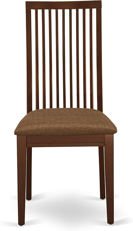 East West Furniture Monza 5 Piece Kitchen Set Includes a Rectangle Table with Dropleaf and 4 Linen Fabric Dining Room Chairs, 36x54 Inch, Mahogany - LeafyLoom