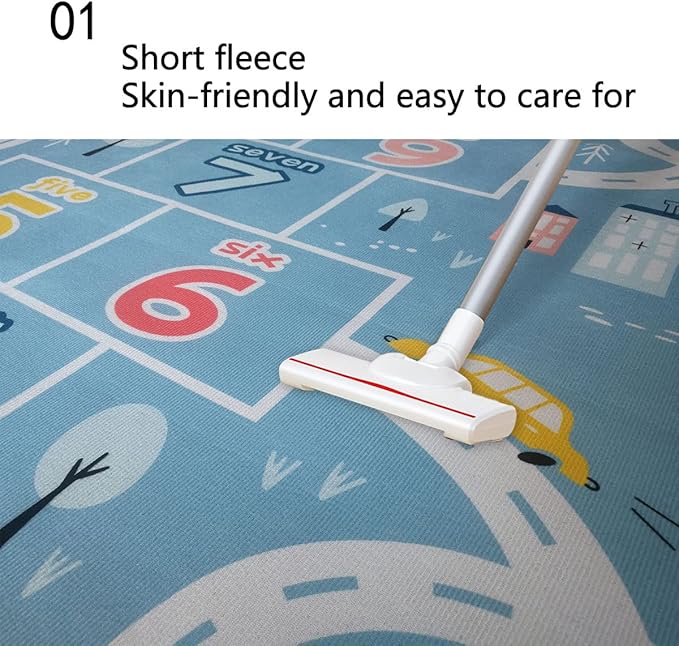 Kids Rug Play Mat, Car Rug, Hopscotch Rug, Hopscotch Mat for Kids, Can Be Used to Play with Cars Kids Carpet Play Mat,(Blue,120×180cm/47×71IN) - LeafyLoom