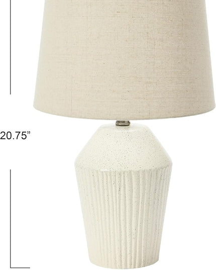 Creative Co-Op 13" Round Stoneware Desk Lamp, White - LeafyLoom
