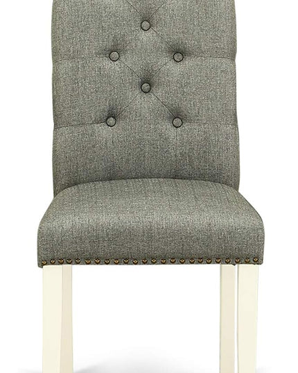 East West Furniture HBEL3-LWH-07 Hartland 3 Piece Modern Dining Set Contains a Round Wooden Table with Pedestal and 2 Gray Linen Fabric Upholstered Parson Chairs, 42x42 Inch - LeafyLoom