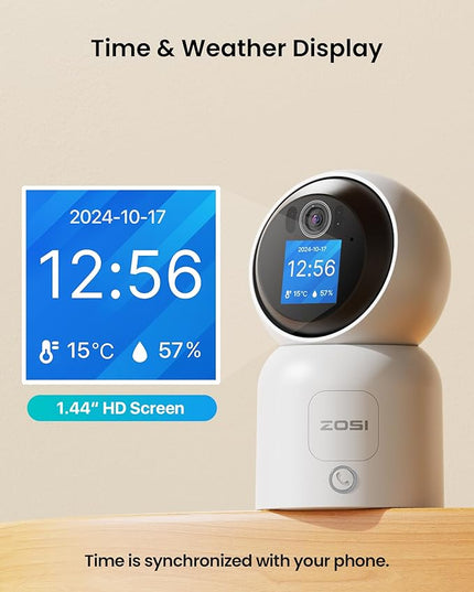 ZOSI 4MP 2 Way Video Security Camera, C519M 360° View Baby/Pet Dog Monitor, 2.5K Plug-in 2.4G/5G Dual-Band WiFi Smart Home Indoor Cam,One-Touch Call,Human Detection,Pan/Tilt,Cloud & SD Card Storage ZOSI
