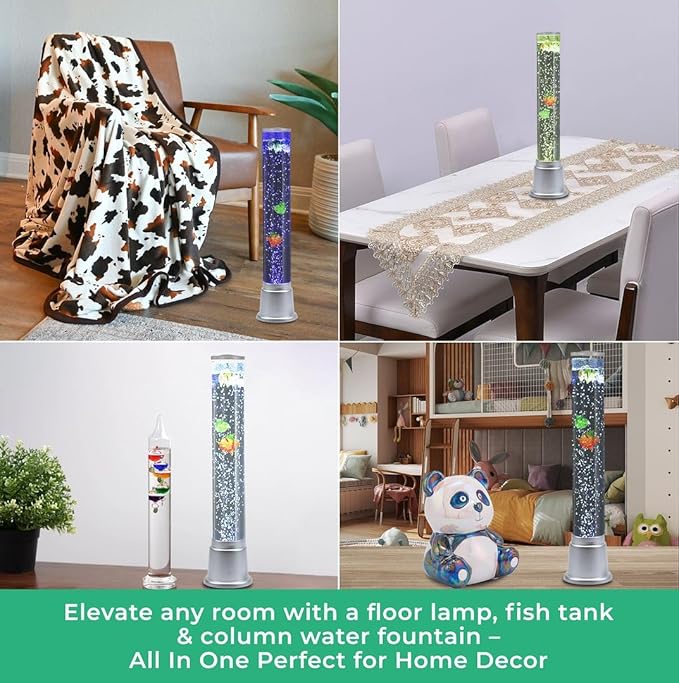 Shop LC Electric Fake Fish Tank Aquarium Lamp with 6 LED Glowing Colors Changing Lights and Sensory Bubble Tube Lamp - Artificial Fish Tank with Moving Fish - Night Light Sensory Lamp Birthday Gifts - LeafyLoom