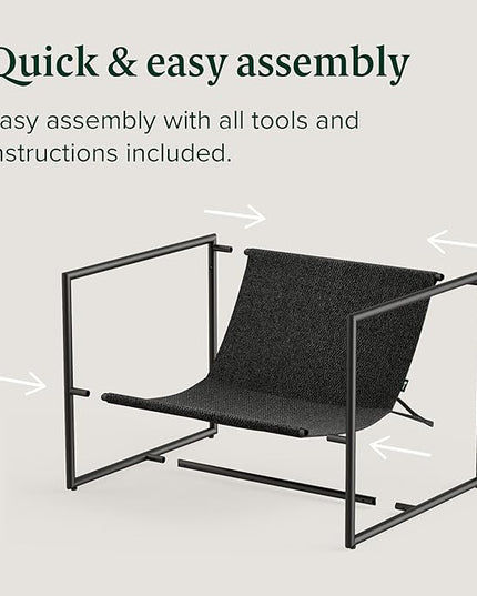 ZINUS Aidan Sling Accent Chair / Metal Framed Armchair with Shredded Foam Cushioning, Black - LeafyLoom
