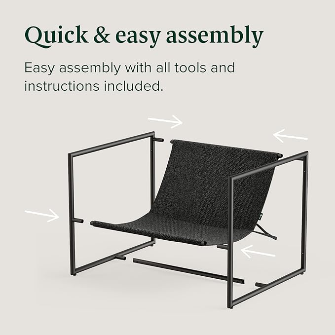 ZINUS Aidan Sling Accent Chair / Metal Framed Armchair with Shredded Foam Cushioning, Black - LeafyLoom