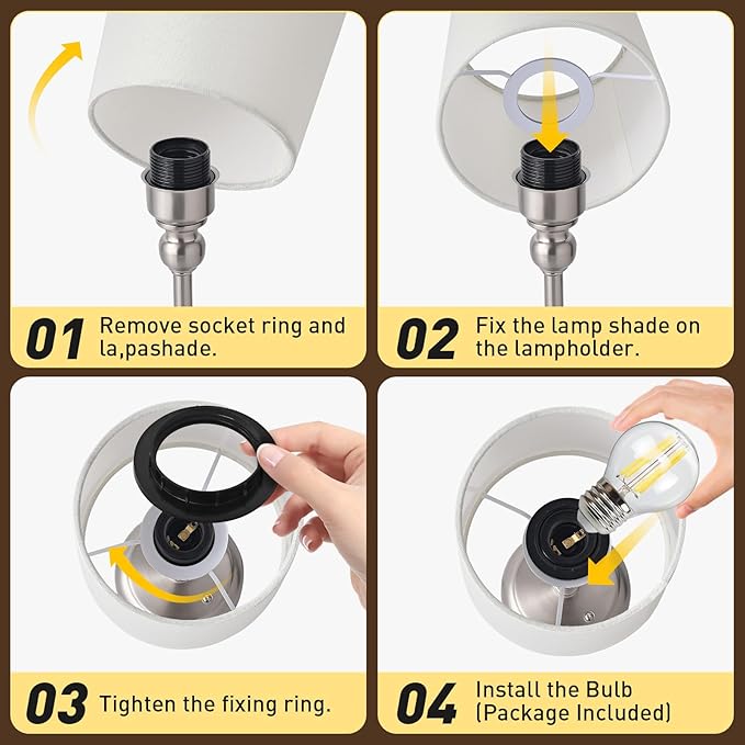 Cordless LED Table Lamp, 6000mAh Rechargeable Bedside Night Lamp for Bedroom, Portable Touch Stepless Dimmable Battery Operated Lamp, Ambient Light for Patio Restaurant(Brushed Nickel S) - LeafyLoom