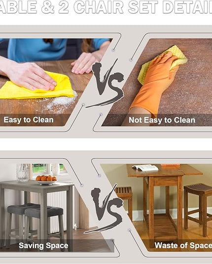 Nathaniel Home 3 Piece Table Set Counter Height Dining Furniture One Bench and Two Saddle Stools, Gray - LeafyLoom