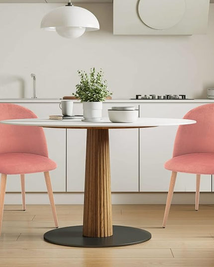 CangLong Mid Century Modern Kitchen Velvet Upholstered Accent Leisure Chairs,Set of 2, pink 1 - LeafyLoom