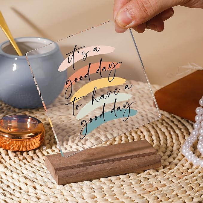 Motivational Office Desk Decor For Women Coworker It‘s A Good Day To Have A Good Day - Inspirational Signs Gifts Aesthetic Office Table Desktop Decorations For Work Desk - LeafyLoom