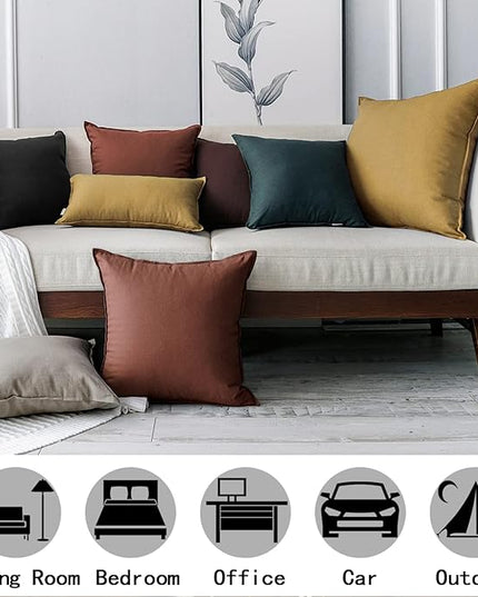 Jeanerlor 18"x18" Solid Cotton Linen Decoration Throw Pillow Case with Zipper Euro Sham Cushion Case Cool Pillow Cover Delicate Decorative Pillowcase for Chair/Bed/Couch,2 Packs, Black - LeafyLoom