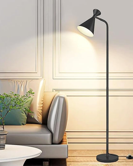 PARTPHONER Floor Lamp for Living Room, Modern Adjustable Metal Heads Standing Lamps, Simple Design Black Floor Lamp with Foot Switch for Bedroom, Office, Kids Room, Reading, Working(Bulb Not Included) - LeafyLoom