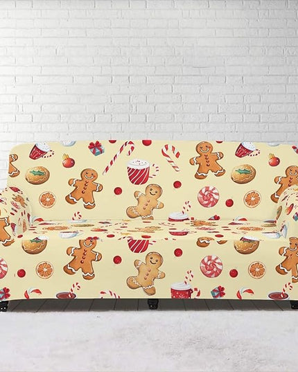 FKELYI Cute Christmas Sofa Couch Cover with Elastic Bottom Stretch Furniture Protector for Indoor Easy Going Stretch Sofa Slipcovers L FKELYI
