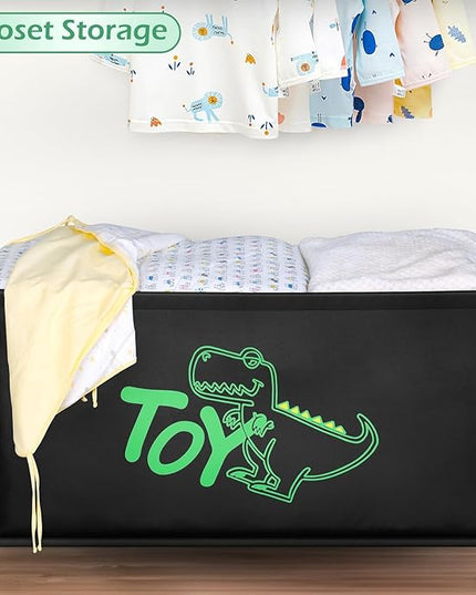 MISSLO Large Toy Box with Wheels Big Toy Chest for Kids Organizer Toy Storage Bin, 124L, Black - LeafyLoom