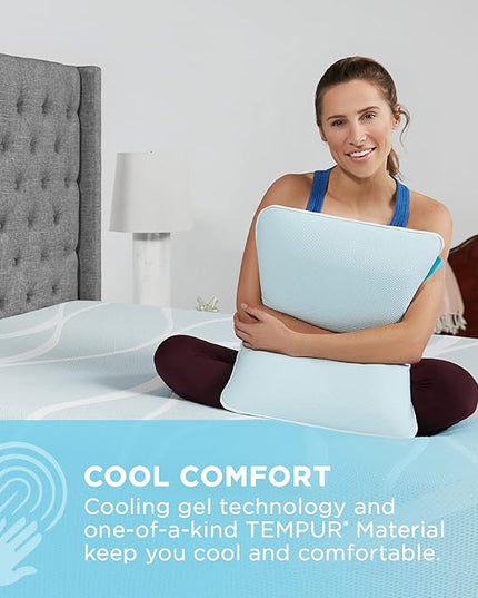 TEMPUR-ProForm + Cooling ProHi Pillow, Memory Foam, King, 5-Year Limited Warranty,Blue - LeafyLoom