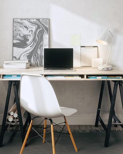 Globe Electric 52295 Belmont 17" Desk Lamp, Matte White, White Faux Marble Base, 2.1A USB Port, On Off Rocker Switch at Base - LeafyLoom