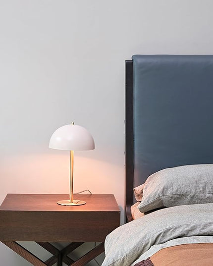 Globe Electric 52332 15" Desk Lamp, Matte Pink, Matte Brass Accents, in-Line On/Off Rocker Switch - LeafyLoom