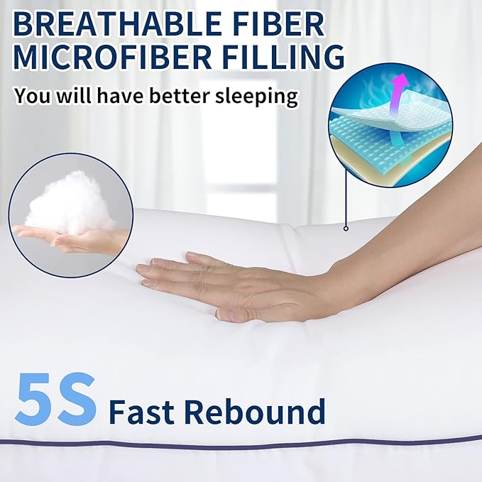 Bed Pillows for Sleeping-2 Pack King Size Set of 2 Pillow for Side Back and Stomach Sleepers， Down Alternative Filling Luxury Soft Quality with Premium Plush Pillows(King, White) - LeafyLoom