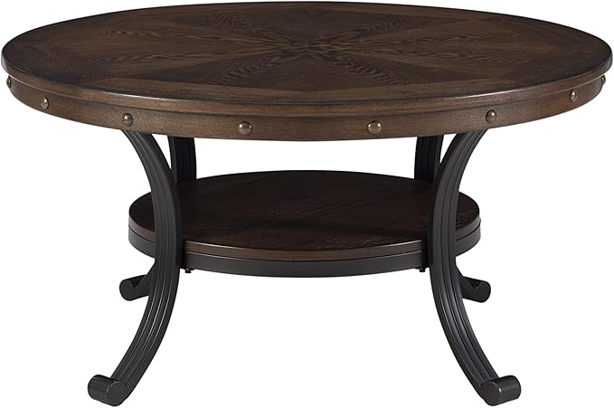 Powell Furniture Franklin Cocktail Table, Small, Multicolor,Brown/Black - LeafyLoom