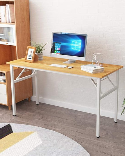 Folding Desk, 55 inch No Assembly Folding Desks for Small Spaces, Sturdy Foldable Computer Desk, Functional Home Office Desks, Study Writing Desk Office Table Workstation for Home Office Outdoor - LeafyLoom