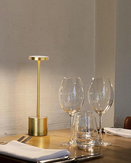 2 Pack Cordless Table Lamp Rechargeable 5000mAh Battery Operated Portable LED Desk Lamp 3 Color Temperature Stepless Dimming for Bedroom Restaurant Coffee Shop Party (Gold) - LeafyLoom