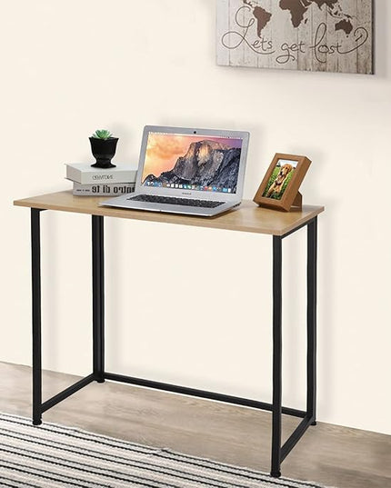 Leopard Outdoor Products Folding Computer Desk for Small Spaces, Space-Saving Home Office Desk, Foldable Computer Table, Laptop Table, Writing Desk, Compact Study Reading Table (Black/Nordic Walnut) - LeafyLoom
