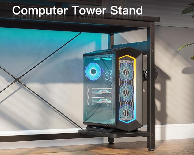 Coleshome 66" L Shaped Gaming Desk, Corner Computer Desk, Sturdy Home Office Computer Table, Writing Desk, Larger Gaming Desk Workstation, Black - LeafyLoom