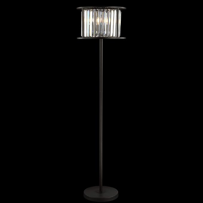 JONATHAN Y JYL9054A Bevin 63" Metal/Crystal LED Floor Lamp, Glam, Contemporary, Modern, Elegant, Office, Living Room, Family Room, Dining Room, Bedroom, Hallway, Foyer, Oil Rubbed Bronze/Crystal - LeafyLoom