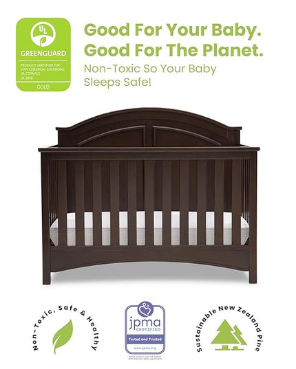 Delta Children Perry 6-in-1 Convertible Crib - Greenguard Gold Certified, Walnut Espresso - LeafyLoom