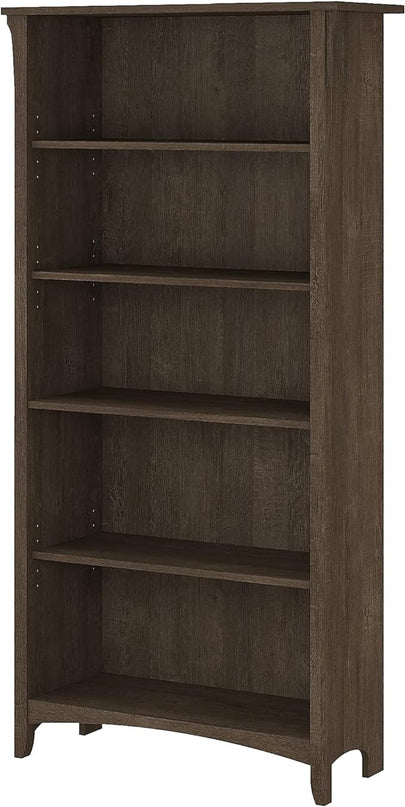 Bush Furniture Salinas Tall 5 Shelf Bookcase in Ash Brown - LeafyLoom