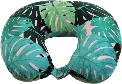 Adult Cozy Soft Microfiber Neck Pillow, Compact, Perfect for Plane or Car Travel, Monstera Leaf - LeafyLoom