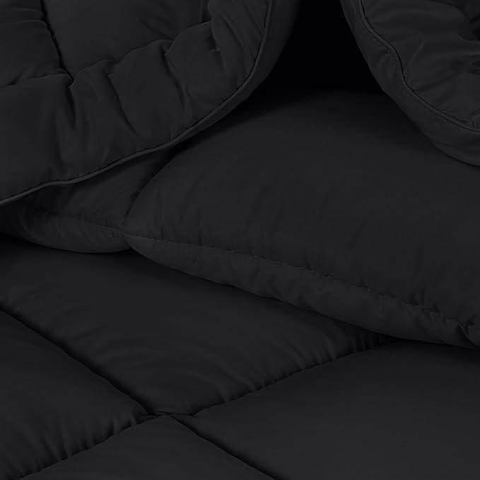 Utopia Bedding Queen Size Comforter Set with 2 Pillow Shams, Bedding Comforter Sets, Down Alternative Black Comforter, Soft and Comfortable, Machine Washable (Pack of 4) - LeafyLoom
