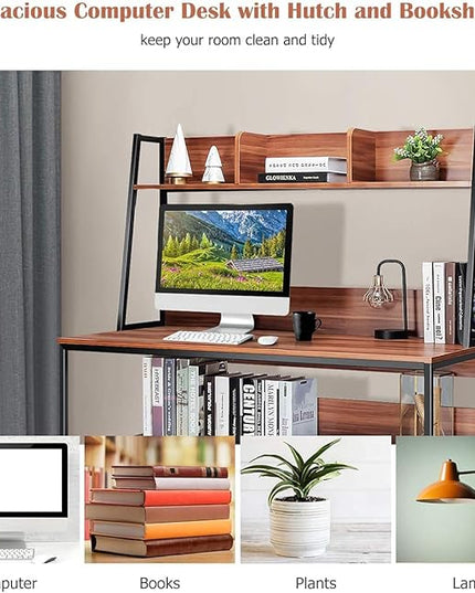 Computer Desk, Brown - LeafyLoom