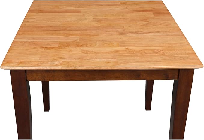 International Concepts Solid Wood Dining Table with Shaker Legs, 30 by 30 by 30-Inch, Cinnemon/Espresso - LeafyLoom