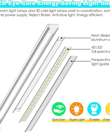 LED Desk Lamp with Wireless Charger, USB Charging Port, Desk Light with 10 Brightness, 5 Color Modes, Dimmable Eye Caring Reading Desk Lamps for Home Office, Touch Control, Auto Timer, White - LeafyLoom
